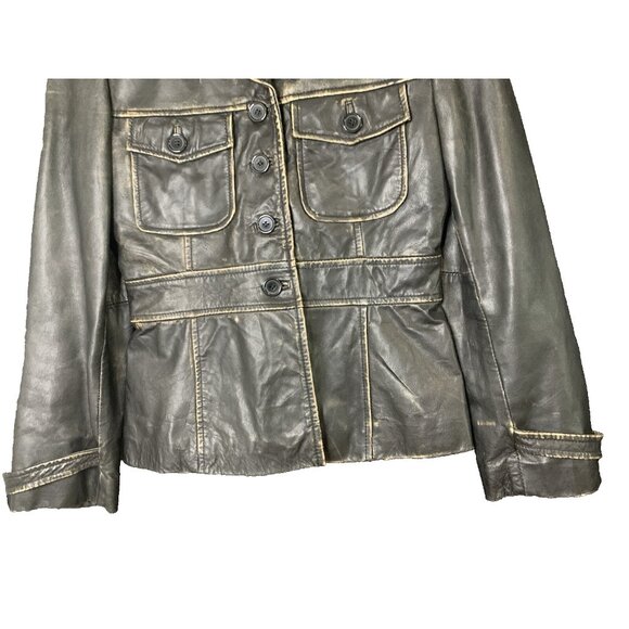 Vintage F & Co Distressed Black Leather Jacket Made in Spain Mod Womens 38 EUC - Picture 4 of 16